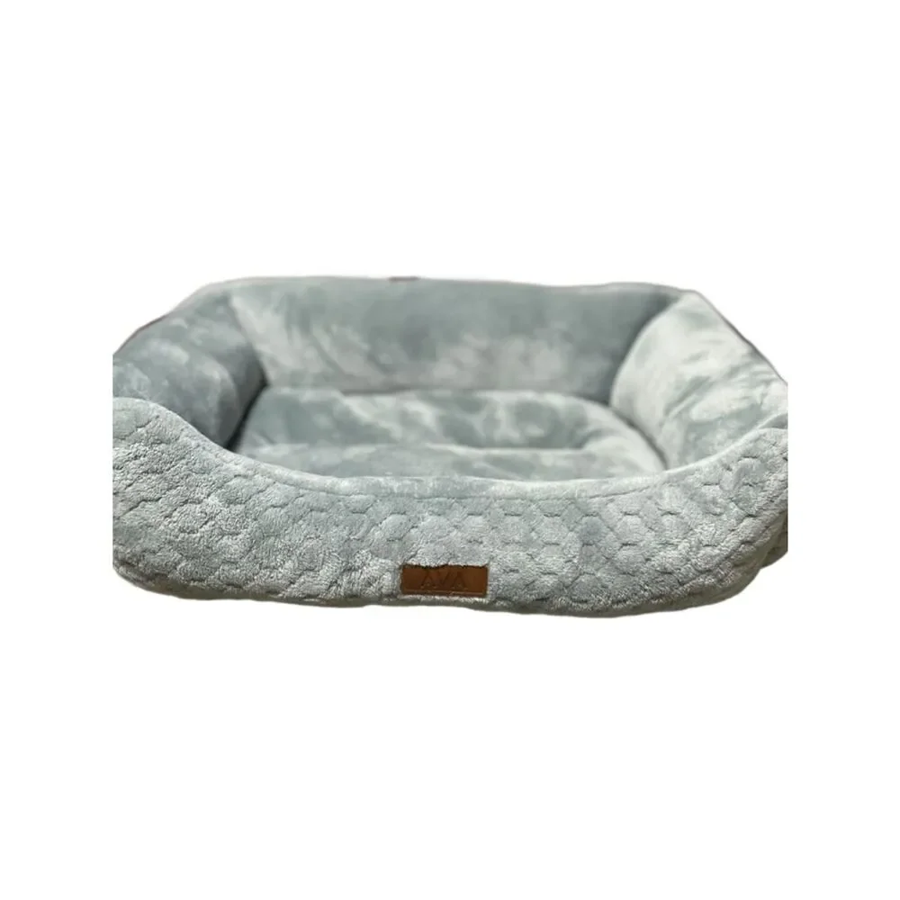 AVA Plush Rectangular Pet Bed in Light Sage Mint Green (18”x 21”) Soft Comfy Bed